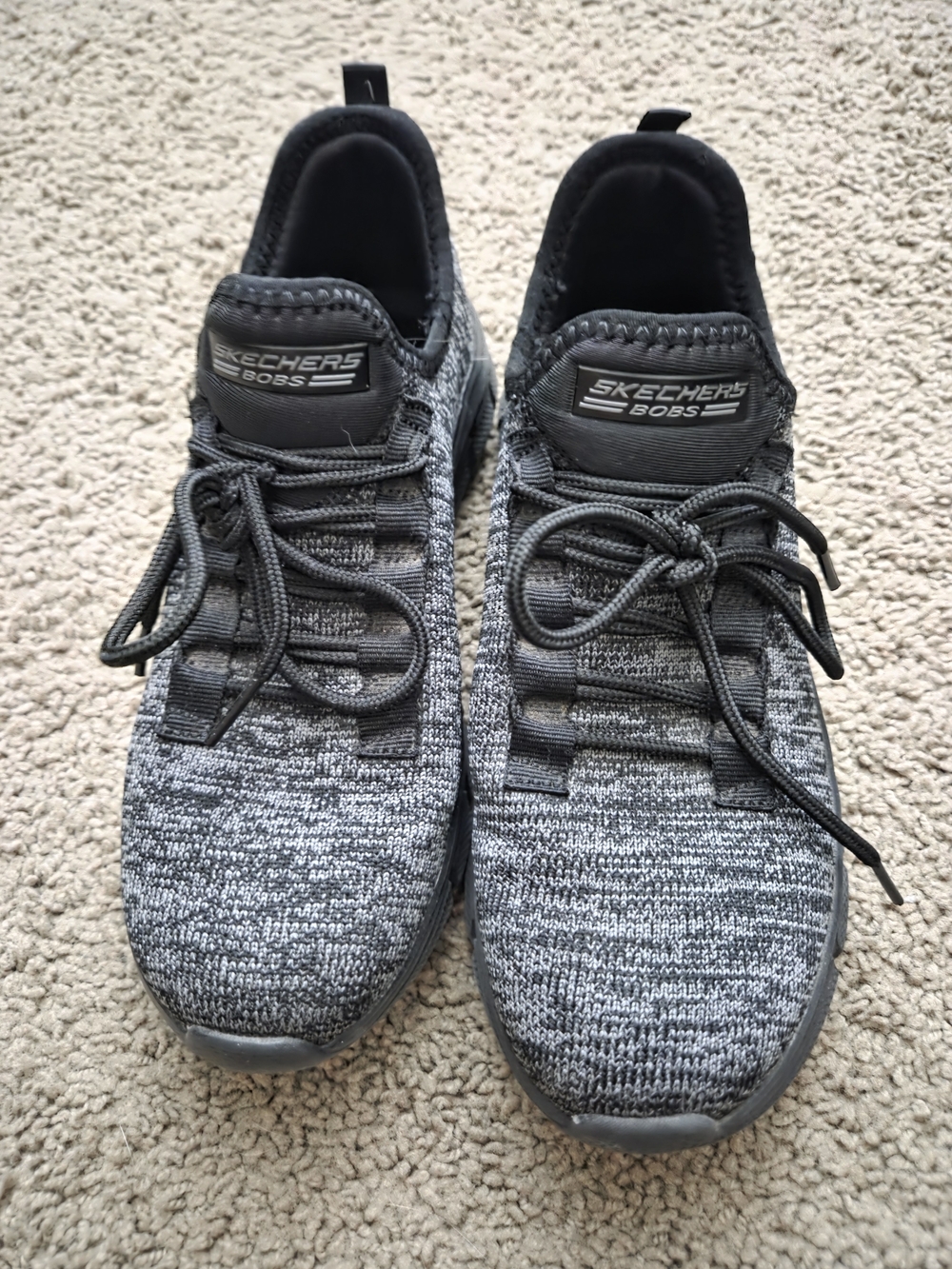 Skechers BOBS Grey Knit Slip-On Athletic Sneakers